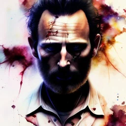 photorealistic rick grimes, watercolor illustration by <agnes cecile> <Yoji Shinkawa>, natural tones, ornate and intricate detail , soft smooth lighting, soft pastel colors,
