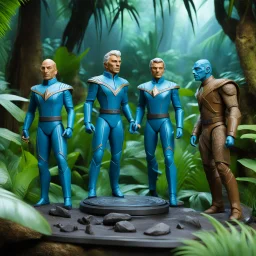 Star Trek: Infinity - Action Figures in a away mission diorama in the jungle: andorian cardassian orion bolian tellarite