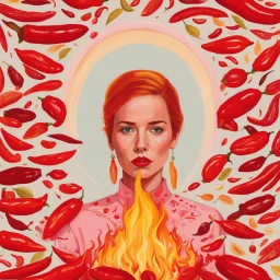 [art by Wes Anderson] she's eaten so many chillies she's on fire