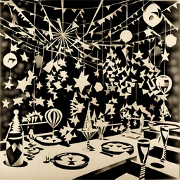 New Year's Eve party decorations designed by M. C. Escher