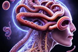 Spiritual being with Tentacles wrapping around brain cells