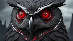 a Black shield evil Owl with fangs, bloodshot eyes, blood, horror, that looks into the camera, hyperrealistic, extremely detailed, 8 THOUSANDS mystical, trending on artstation, sharp focus, studio photo,Halloween Alchemist , high voltage, thunder light,closeup, proactive scene, provocative moving, action pose, modern and futuristic HD colored black and red decor beautiful black empty in a high voltage pumpkin, double exposure, halo, perfect composition, highly detailed,