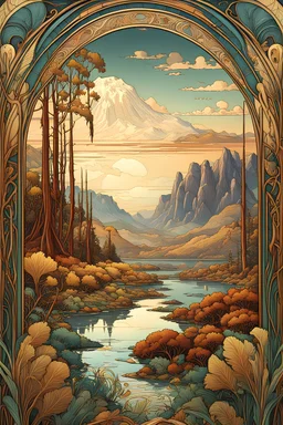 Art Nouveau style, an American Indian landscape, insanely detailed, 8K