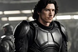 Adam Douglas Driver without beard white male wearing black flight armor extremely detailed,realistic photo 4k