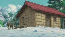 Masterpiece, Clear sky, 1cabin, woods, maunten, snowy,
