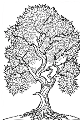 coloring page, apple tree, cartoon style, thick lines, low detail, no shading