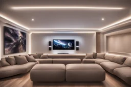 dedicated home cinema room with LED lighting in the walls make sure the room is completely symmetrical