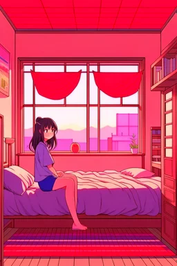 Streamer anime girl in a bedroom