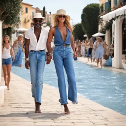 On peut marcher pieds nus à Saint-Tropez Pas besoin de costume à Saint-Tropez Un vieux blue jean suffit pour s'habiller C’est la tenue rêvée à Saint-Tropez Dou-liou Dou-liou Dou-liou Saint-Tropez