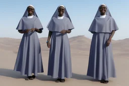 4 suore africane con tunica grigia figura intera fino ai piedi