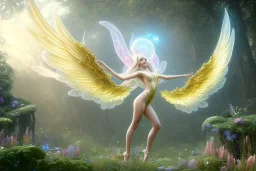  beautiful cosmic fairy, long hair, golden skin, nice smiling, transparent wings, magic glamour make up, delicate colors, beautiful glamour galactique dress, ultra sharp focus, 8k, unreal engine 5, extremely sharp detail, light effect, soft light atmosphere of a spaceship, smooth, full of details, face in front, complete vision of face and hair and body