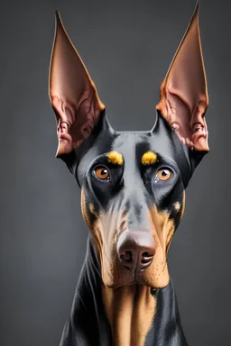 Portrait of Dogo Doberman with cropped ears