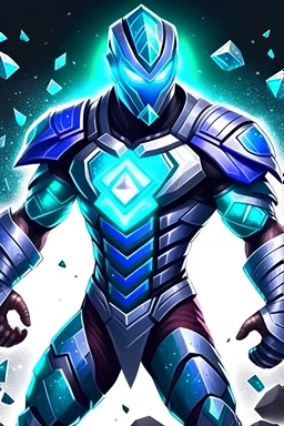 Strong hero with diamond armor in a war game