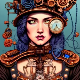 beautiful steampunk girl, hyper detailed, hyperdetailed, intricately detailed, illustration by <dan mumford>,