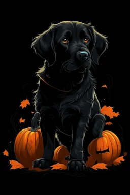 graphic Halloween, black dog, furry