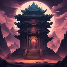 A ancient shrine dedicated to the Prince of destruction, it extends deep into the earth and the dark, in dreamwave art style
