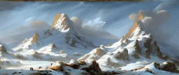 epic mountains in snow by Andrea del sarto