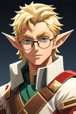 blonde male high elf with glasses