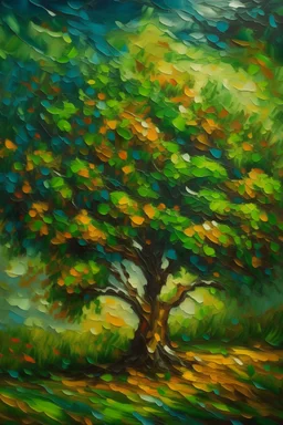 Impressionist painting of a tree