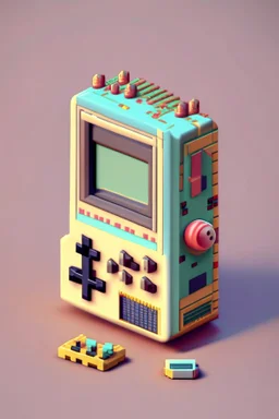 3D pixel retro tiny cute electronics render.