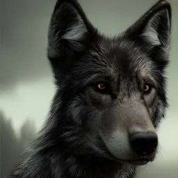 in Forest award winning portrait of a maleunreal 5, octane render, cinema4d, dynamic lighting, dramatic lighting, 4k, redshift render, highly detailed, hyper realistic,anthropomorphic black wolf long