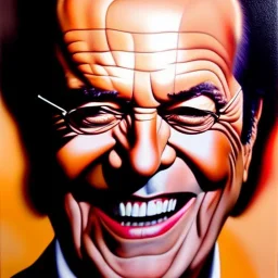 Ultra detailed fullbody Portrait in oil on canvas of Jack Nicholson,extremely detailed digital painting, extremely detailed face, crystal clear eyes, mystical colors ,perfectly centered image, perfect composition, rim light, beautiful lighting,masterpiece ,16k, stunning scene, raytracing, anatomically correct, in the style of Simon Bisley and Seung Eun Kim and Steve Jung Jeehyung Lee and uncannyknack.