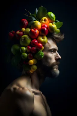 отобрази природу внутри человека с фруктами\
