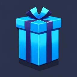 Please create me an Icon looking like a present with blue on the outside. Make the top of the Present the main point of view without any background. The top of the present is all you see, no background