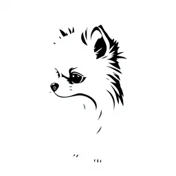 cute silhouette of a pomeranian , black on white vector