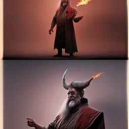 franz frazetta style, old wizard casting fireball, diablo like