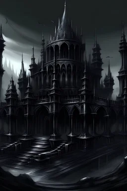 قصر مظلم يتوسطه كلمه ماليديكتوس