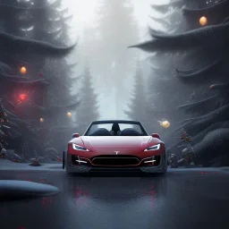 Santa claus driving his red Tesla convertible car, character design by cory loftis, fenghua zhong, ryohei hase, ismail inceoglu and ruan jia. unreal engine 5, artistic lighting, highly detailed, photorealistic, fantasy