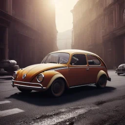 an old volkswagen car ultra realistic,wide body , rally concept, 4k ,on street,8k resolution, high-quality, fine-detail, parked in crowded city winter wide body