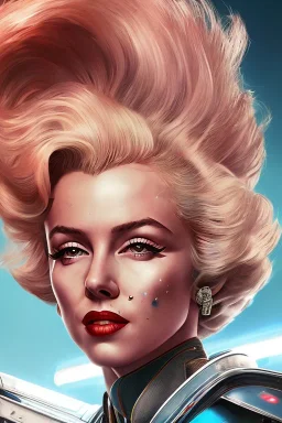 Marilyn Monroe, cyberpunk2077, photorealistic illustration, 4k