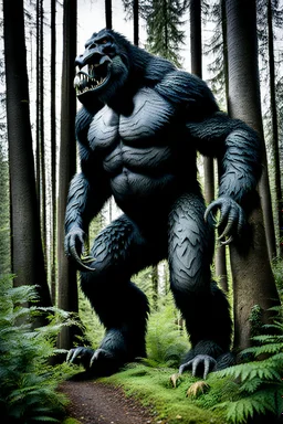 Bigfoot x tyrannosaurus hybrid. Photograph.