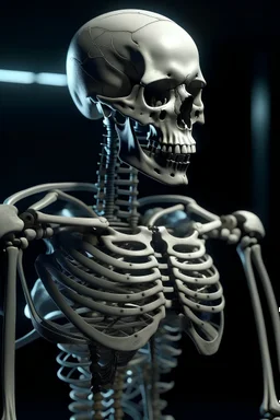 a skeleton with cyberimplants kills