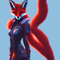 A fox fursona, Trending on artstation, Furry art, Digital art, Cyberpunk, High quality, Backlighting