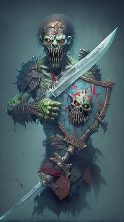 zombie with sword and shield