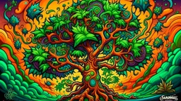 canabis tree painting newschool style