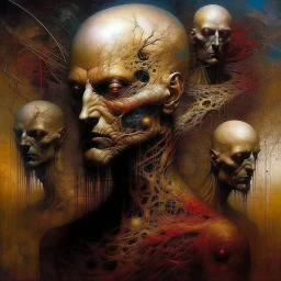 As many masters as vices, by Dave McKean and Gabriel Pacheco and Zdzislaw Beksinski, abstract, surreal, fantastical, macabre