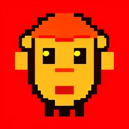 Make it look like a cartoon monkey with a hat on pixelated