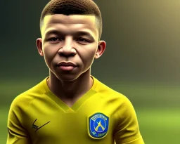 Kylian Mbappé as a child, 3d art, baby face portrait, smile, 8k resolution