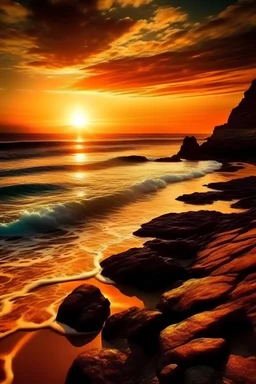 beautiful landscape sunset by the sea