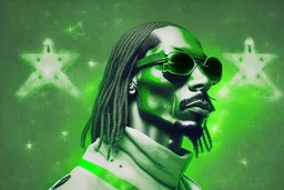 Snoop Dogg from the matrix, green flag with white star