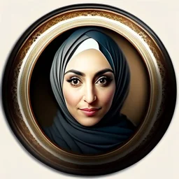 Only the face Muslim Pretty impressive women inside a circular frame,Portrait image,professional look