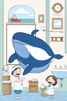 The whale is off to visit the whale dentist