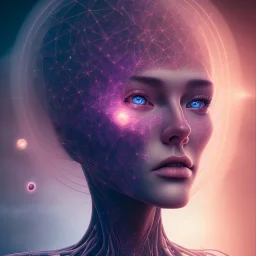 portrait full human body, meditation, third eye, universe, fourth dimension, fractal, realistic, 8k, high quality, extreme detail, symmetrical,