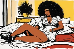 an illustration for the comic "Danger in the bedroom: Pam Grier is Coffy" by Jean-Paul Riopelle