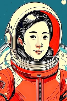 create an image of Chinese woman cosmonaut, make her pretty, and include the entire body figure