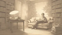 The image portrays an atmosphere of tranquility and focus, with an individual reading a book in a serene and comfortable setting. It reflects the spirit of self-improvement and personal growth, as the person appears engrossed in exploring inspiring content that contributes to their personal development and knowledge acquisition. The appropriate lighting and intricate details enhance a positive and motivating ambiance for learning and advancement.
